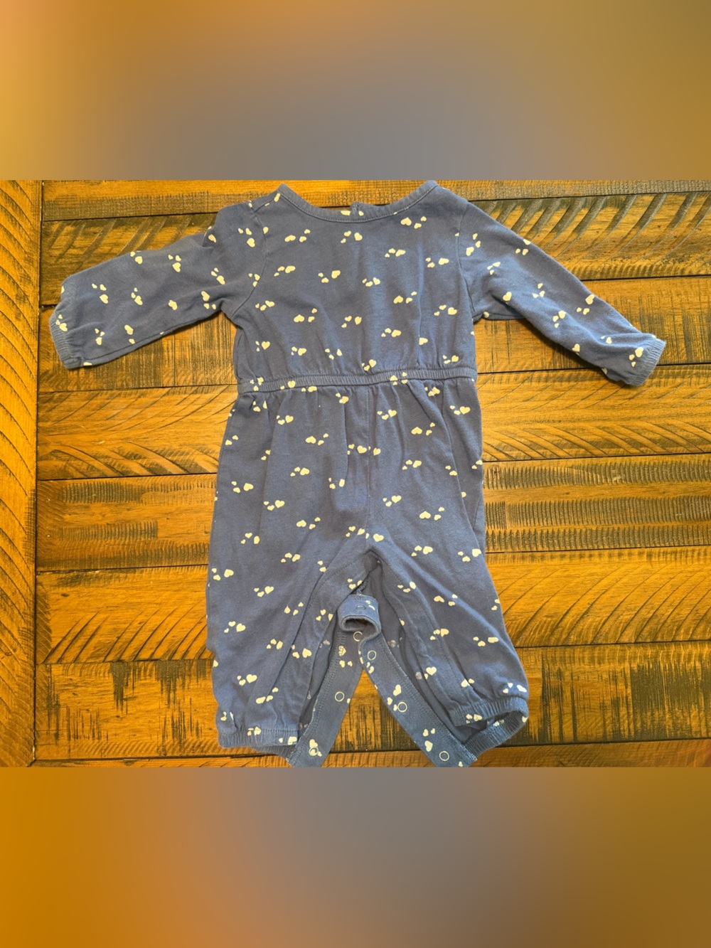 Old Navy Navy Baby Romper with Yellow Heart Print